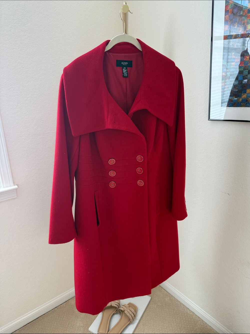 Alfani Red Double-Breasted Pea Coat